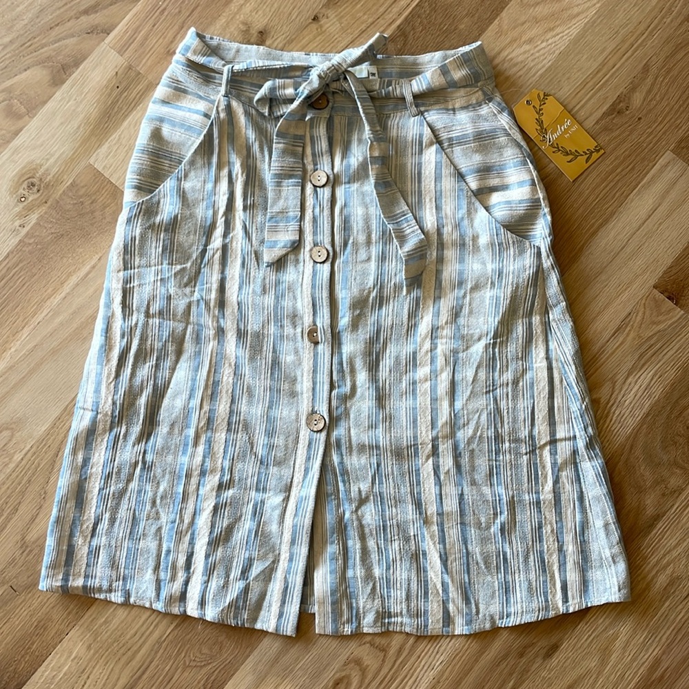 Blue and cream stripes vintage style skirt